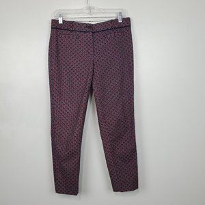 Brooks Brothers Natalie Fit Navy Red White Pattern Slim Leg Ankle Pants Size 4
